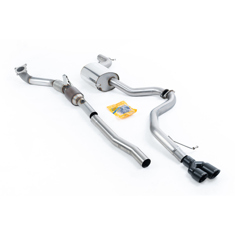 Impianto completo Milltek Volkswagen Jetta Mk6 GLI 2011-2014 - con cat HJS Hi-Flow 200 CPSI - risonante - terminali GT80 Neri
