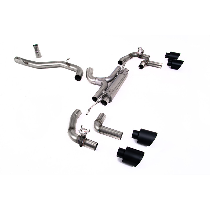 FAP Back Race Milltek Volkswagen Golf Mk8 R 2021-2025 - non résonné - sorties Quad GT115 Cerakote Noir - Race, avec valves