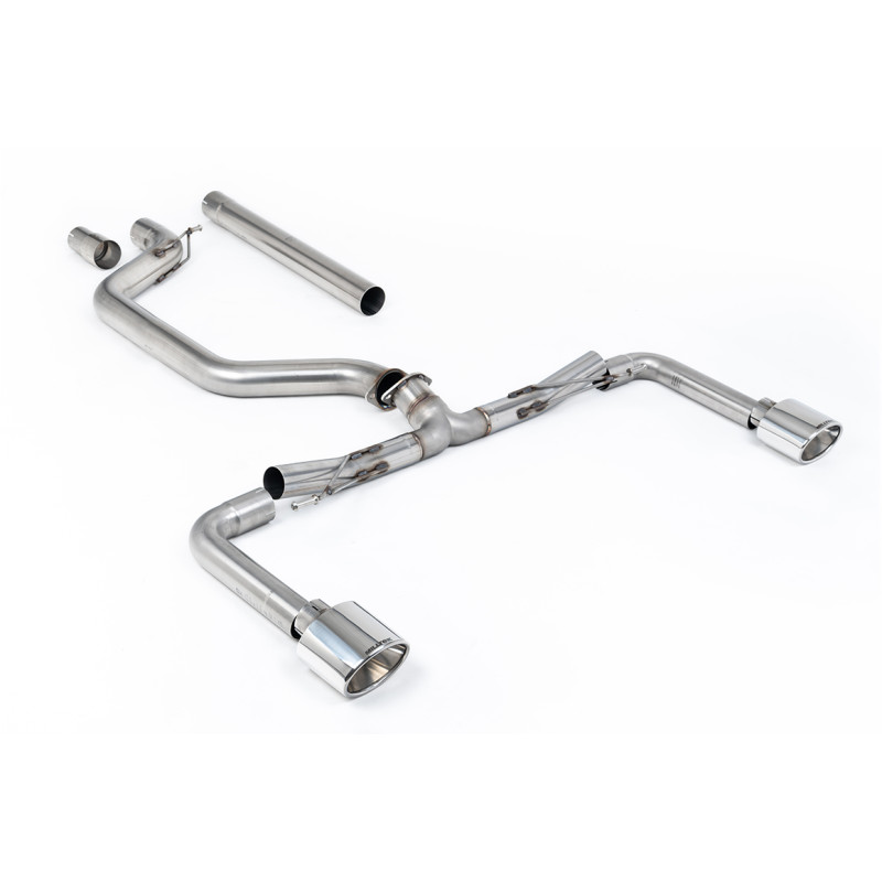 DPF-Back Race Milltek Volkswagen Golf Mk8, Golf Mk8.5 - ohne Resonator + Bypass hinten - ovale Endrohre Clubsport Style poliert