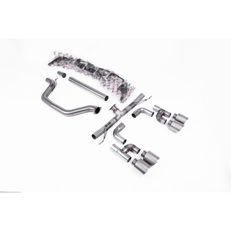 DPF-Back Race Milltek Volkswagen Golf Mk8 GTI Look R - ohne Resonator und mit Bypass für Endschalldämpfer - Quad-Endrohre GT115 
