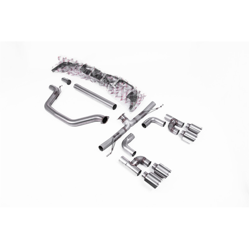 FAP Back Race Milltek Volkswagen Golf Mk8 GTI Look R - sin resonador y con bypass de silenciador trasero - salidas Quad GT115 Pu