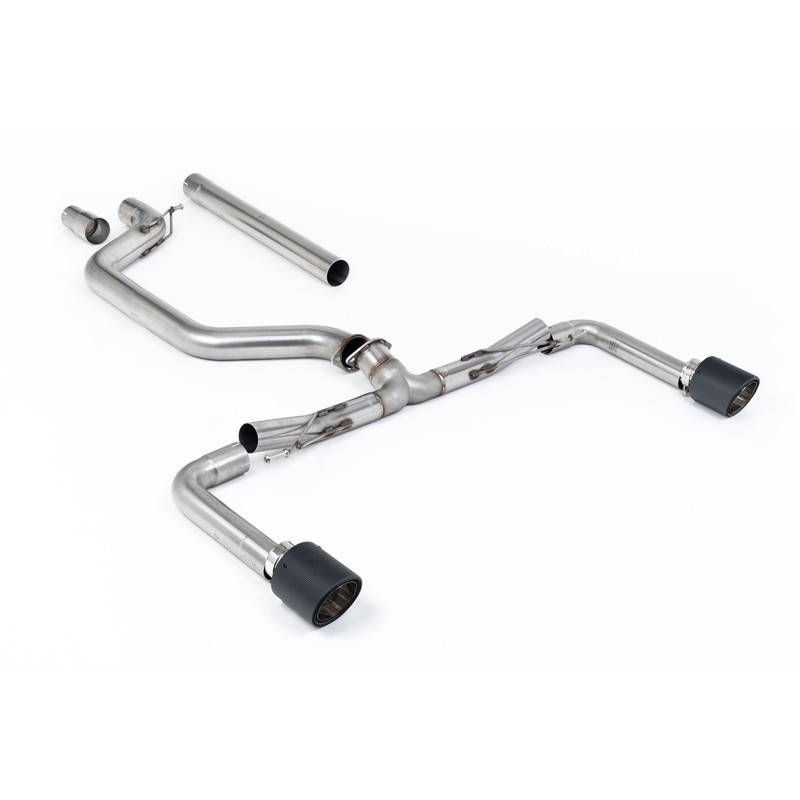 FAP Back Race Milltek Volkswagen Golf Mk8, Golf Mk8.5, sin resonar y con bypass de silenciador trasero, salidas Dual Jet-115 en 