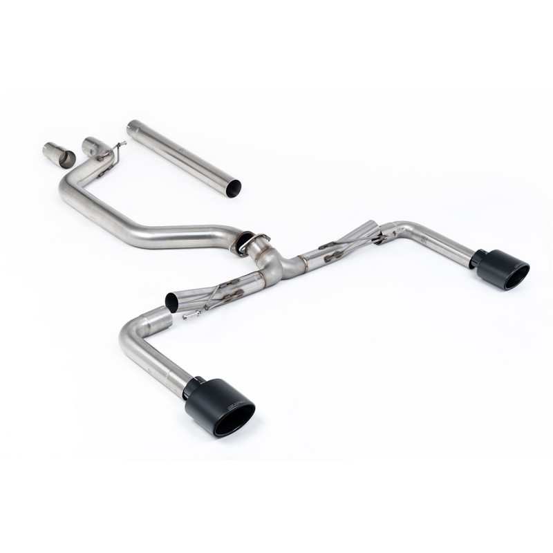 DPF Back Race Milltek Volkswagen Golf Mk8, Golf Mk8.5 - non-resonated + rear bypass - Clubsport Style Oval tips in Black Cerakot