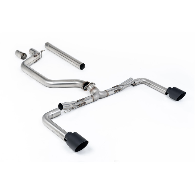FAP Back Race Milltek Volkswagen Golf Mk8, Golf Mk8.5 - non résonné + bypass AR - sorties Dual GT115 Cerakote Noir