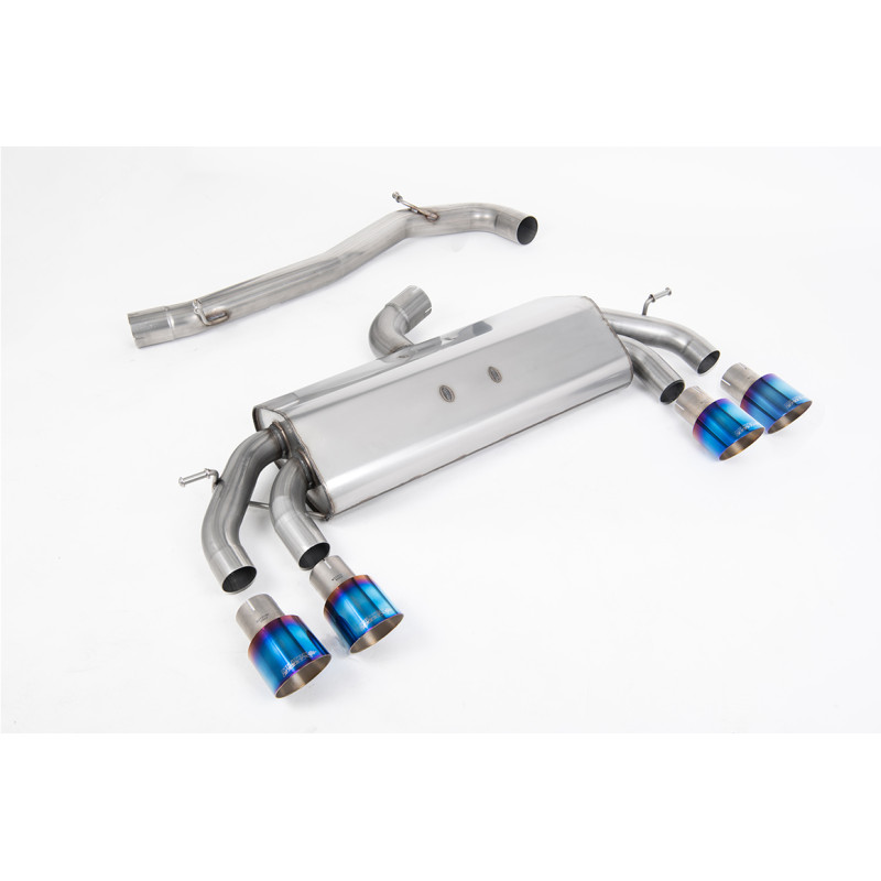 Scarico cat-back Milltek Volkswagen Golf Mk7.5 R 2.0 TSI 310 CV 2017-2021 senza DPF - non risonante - terminali Quad GT100 in ti