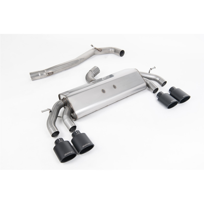 Cat-back Milltek Volkswagen Golf Mk7.5 R 2.0 TSI 310 CV 2017-2021 senza DPF - non risonato - terminali Quad Ovali Cerakote Nero