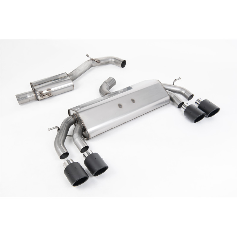 Escape Cat-back Milltek Volkswagen Golf Mk7.5 R 2.0 TSI 310 CV 2017-2021 sin FAP, resonado, salidas Quad Jet-100 Carbono