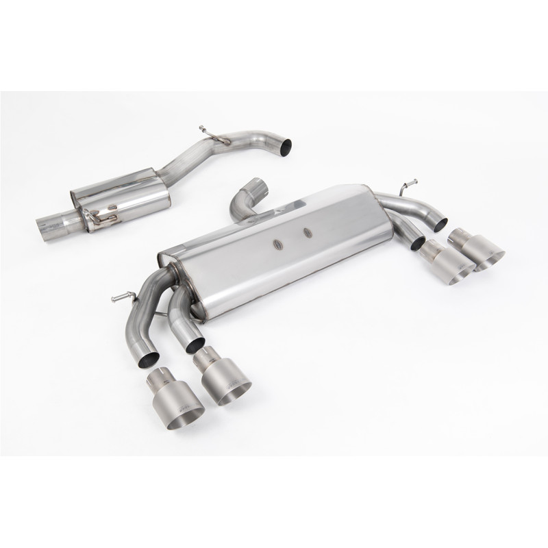 Milltek Cat-Back Exhaust Volkswagen Golf Mk7.5 R 2.0 TSI 310hp 2017-2021 no DPF, resonated, Quad GT100 Titanium Tips