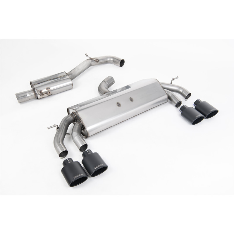 Milltek Cat-Back Exhaust Volkswagen Golf Mk7.5 R 2.0 TSI 310hp 2017-2021 no DPF, resonated, Quad Oval Cerakote Black Tips