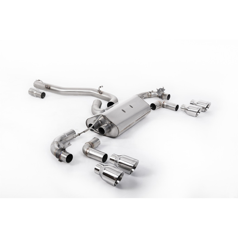 FAP Back Race Milltek Volkswagen Golf Mk7.5 R 2.0 TSI 2017-2022 - Version 80 mm - nicht resonatorisiert - Quad-GT100-Endrohre po