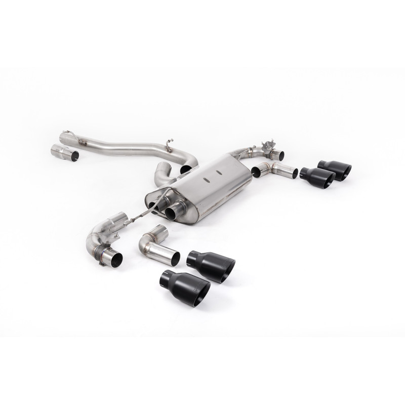 FAP Back Race Milltek Volkswagen Golf Mk7.5 R 2.0 TSI 2017-2022 - Versión 80 mm - sin resonador - salidas Quad GT100 Cerakote Ne