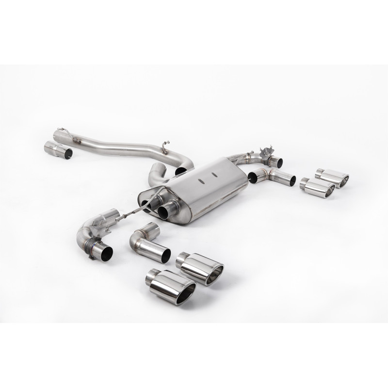 FAP Back Race Milltek Volkswagen Golf Mk7.5 R 2.0 TSI 2017-2022 - Versión 80 mm - sin resonador - salidas Quad Ovaladas Pulidas