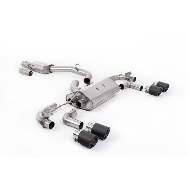 DPF Back Race Milltek Volkswagen Golf Mk7.5 R 2.0 TSI 2017-2022 - 80 mm Version - Resonated - Carbon Quad Jet-100 Tips