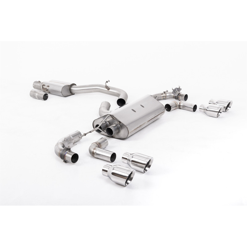 FAP-Back Race Milltek Volkswagen Golf Mk7.5 R 2.0 TSI 300/310 PS 2017-2022, Version 80 mm, resonatorbehaftet, Quad-Endrohre GT10