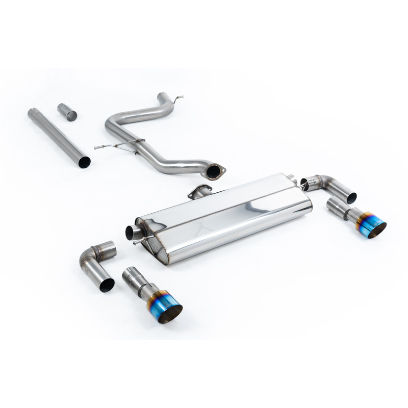 FAP Back / Catback Milltek Volkswagen Golf Mk7.5 - sin primario - no resonado + silenciador TR - salidas Dual GT100 Titanio azul