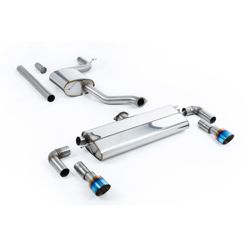DPF-Back / Cat-Back Milltek Volkswagen Golf Mk7.5 - no primary - resonated + rear muffler - Dual GT100 Blued Titanium Tips