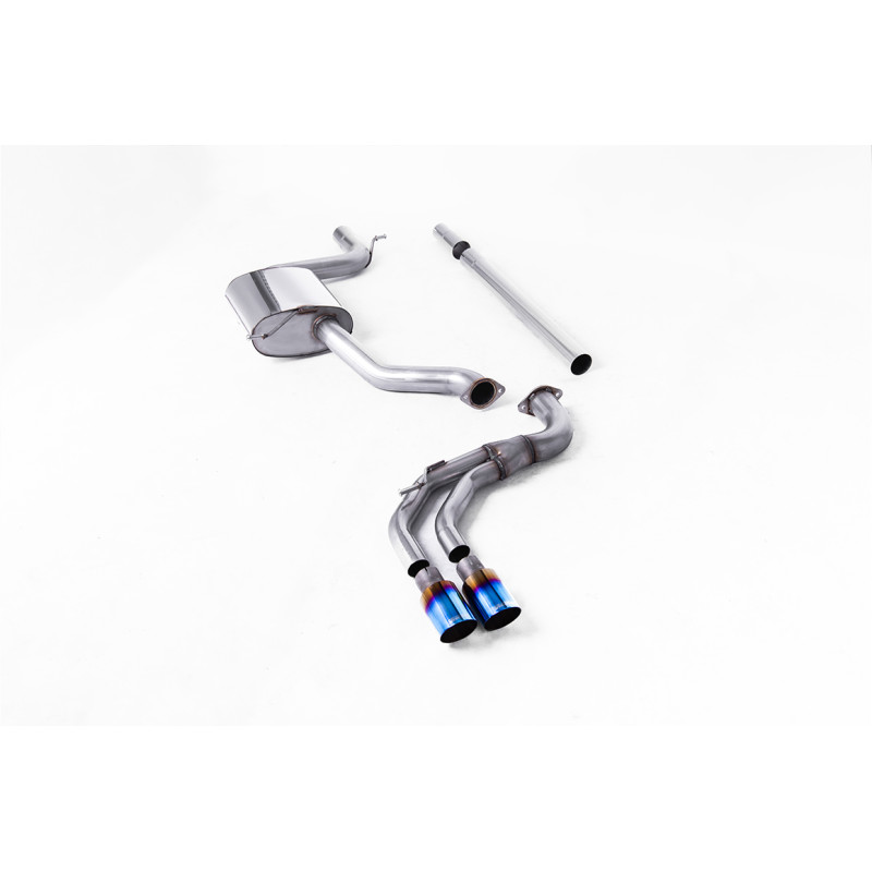 DPF Back / Catback Milltek Volkswagen Golf Mk7.5 - senza primario - risonante + bypass post. - terminali Twin GT80 Titanio blu