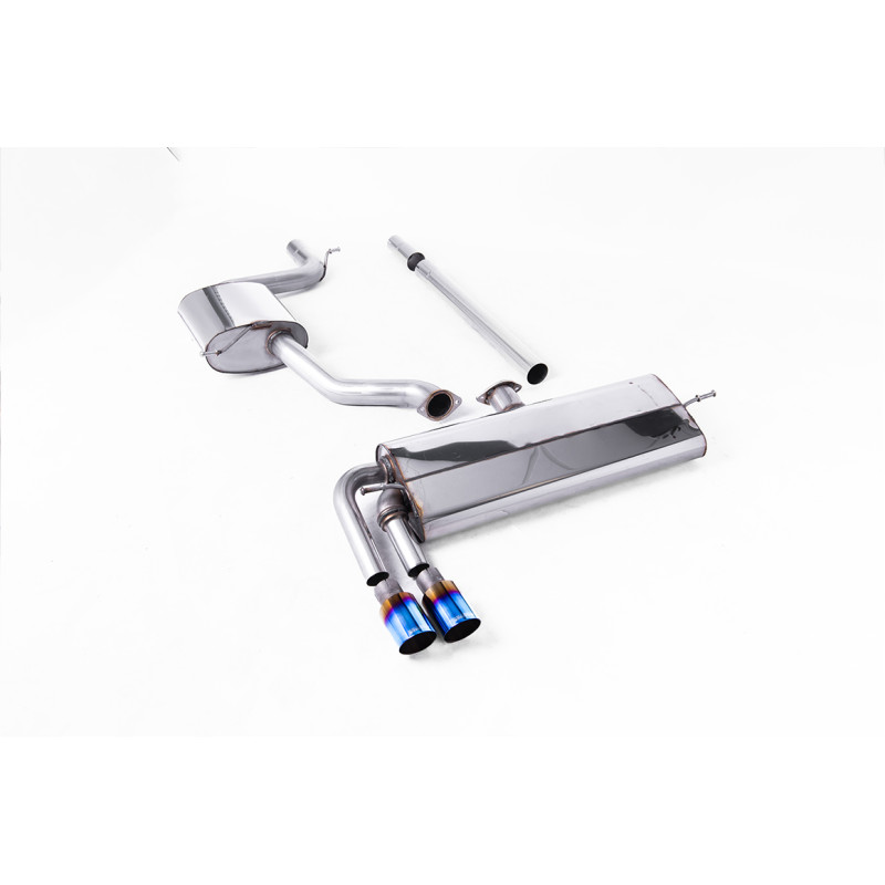 FAP Back / Catback Milltek Volkswagen Golf Mk7.5 - sin primario - resonado + silenciador - ECE - salidas Twin GT80 Titanio azula