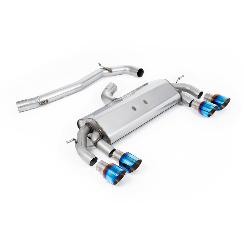 Escape cat-back Milltek Volkswagen Golf Mk7 R 2.0 TSI 300 CV 2014-2016 - no resonado - salidas Quad GT100 titanio azulado - sin 