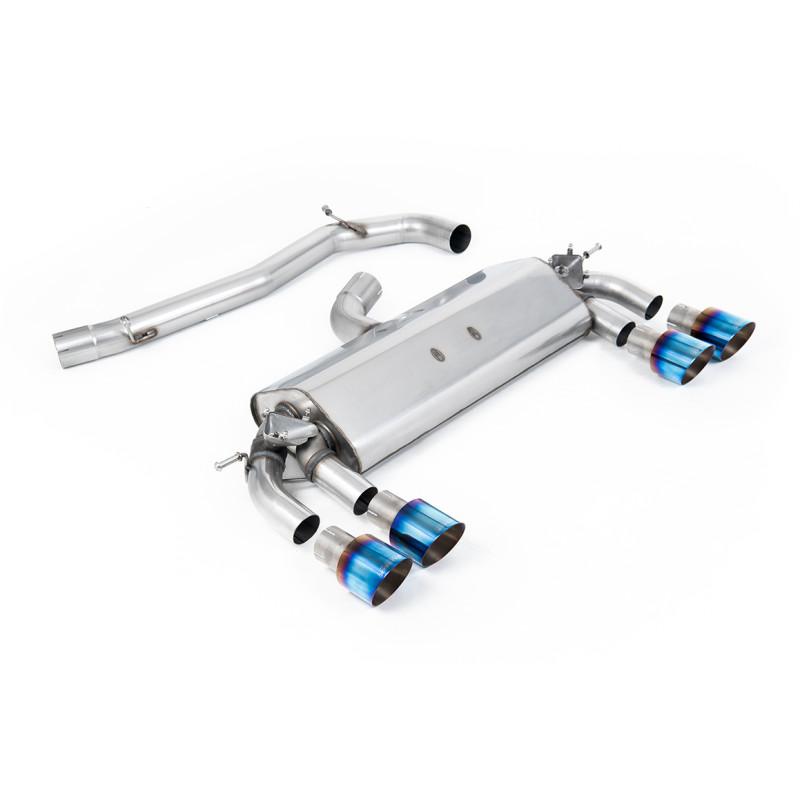 Scarico cat-back Milltek Volkswagen Golf Mk7 R 2.0 TSI 300CV 2014-2016 - senza risonatore - terminali Quad GT100 titanio bluito 