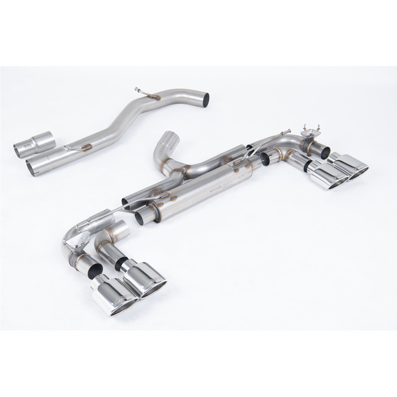 Cat-Back-Anlage Race Milltek Volkswagen Golf Mk7 R 2.0 TSI 300 PS 2014-2016 - Version 80 mm - ohne Resonator - Quad-Endrohre ova