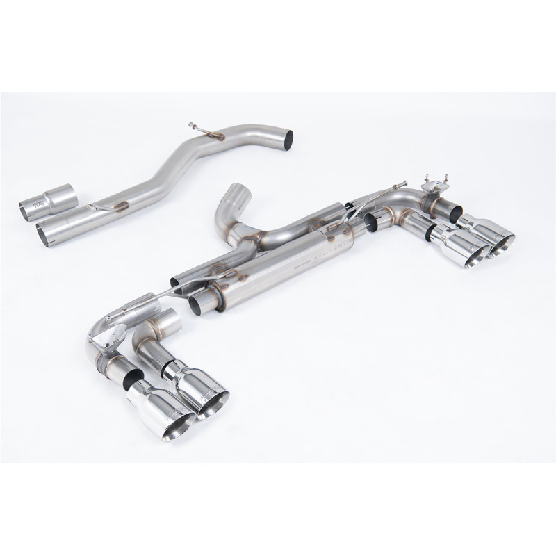 Milltek Race Cat-Back Exhaust Volkswagen Golf Mk7 R 2.0 TSI 300 hp 2014-2016 - 80 mm version - non-resonated - Polished Quad GT1