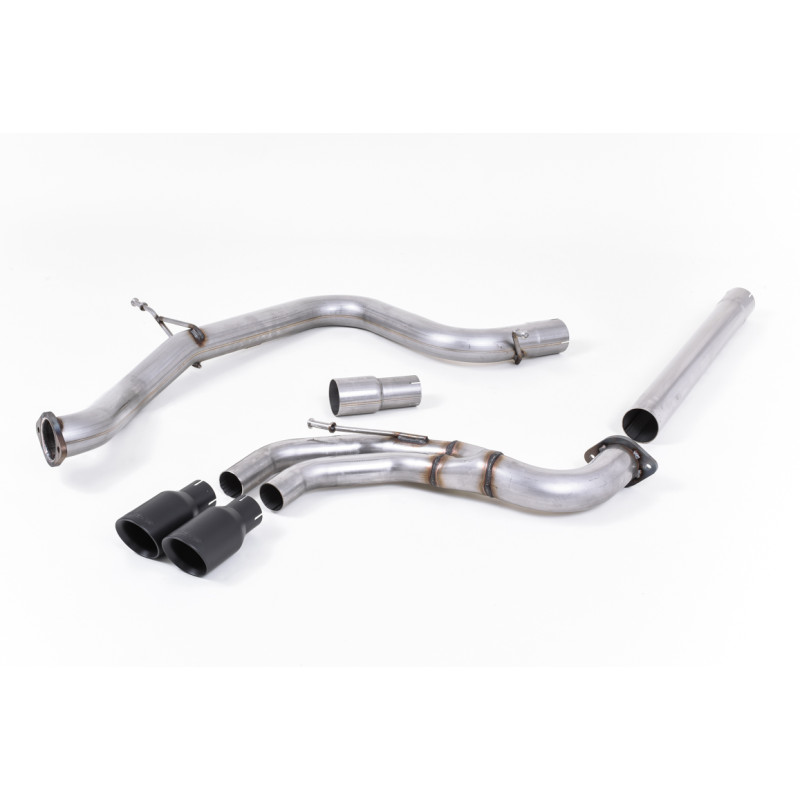 Escape cat-back Milltek Volkswagen Golf Mk7 - Sin silenciador primario y con bypass silenciador trasero - salidas Twin GT80 Cera