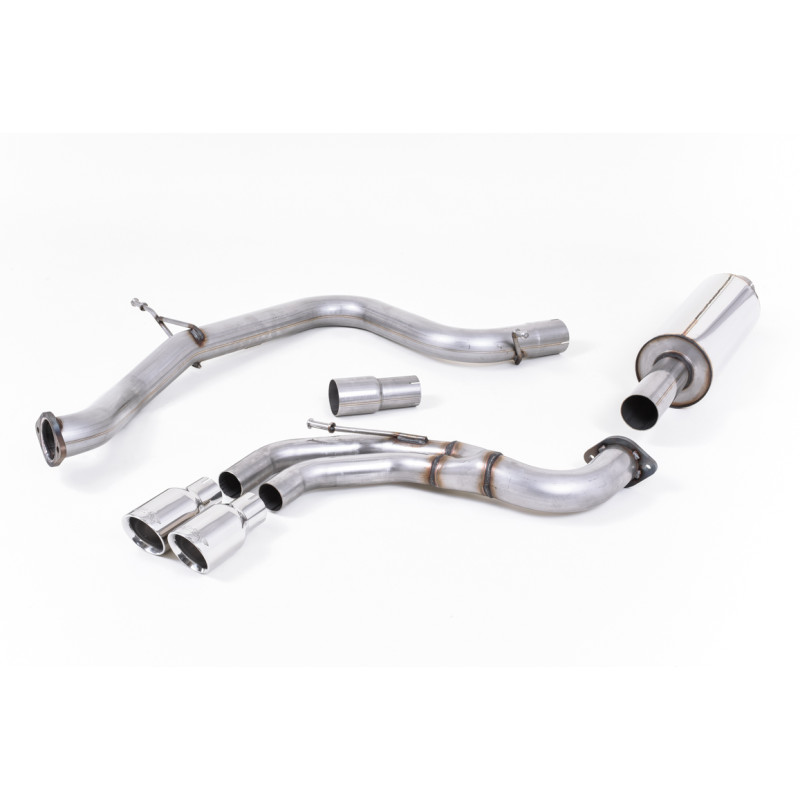 Cat-back Milltek Volkswagen Golf Mk7 GTD 2.0 TDI 184 hp 2013-2016 - ECE - with primary + rear bypass - Twin GT80 Polished Tips