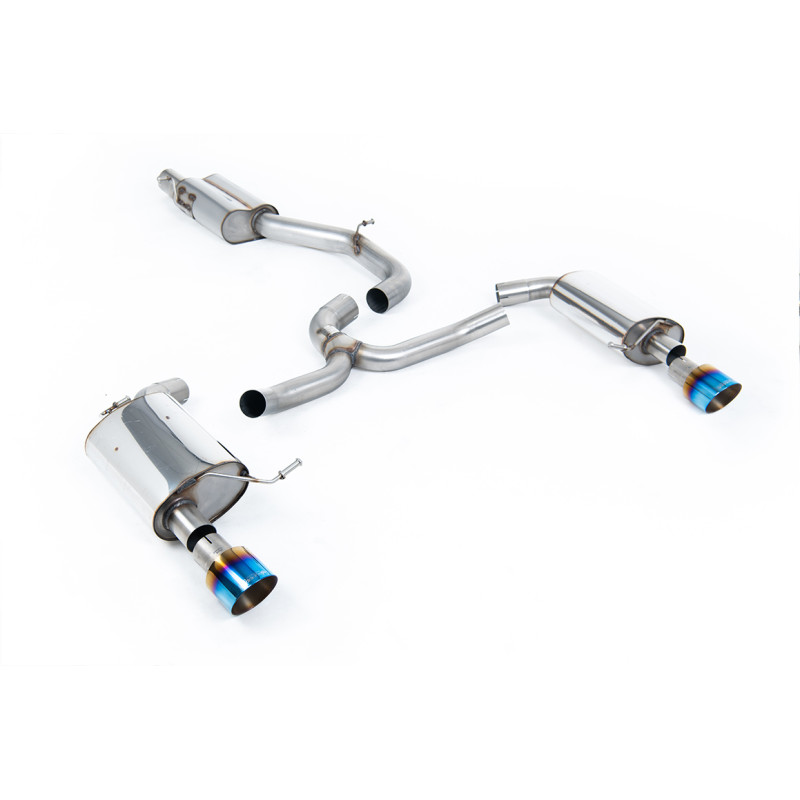 Cat-Back-Anlage Milltek Volkswagen Golf Mk7 Alltrack - SW 2.0 TFSI 2016-2021 - mit Resonator - Dual-GT100-Endrohre Titan blau an