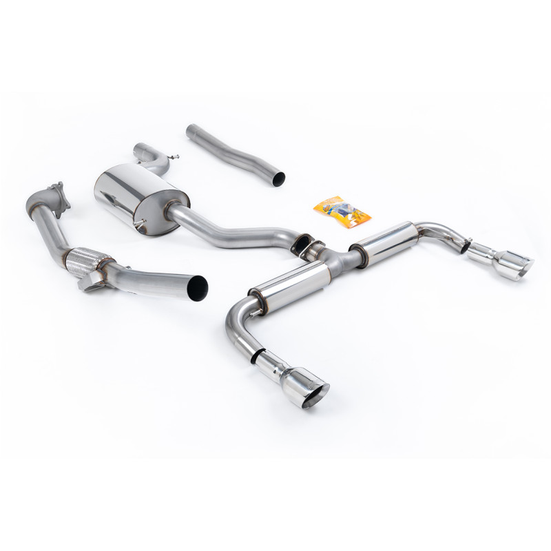 Race full exhaust system Milltek Volkswagen Golf Mk6 - with decat pipe - with resonator + rear muffler - Dual GT100 polished tip