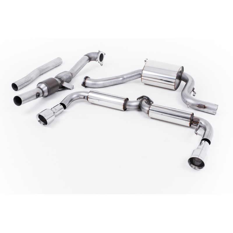 Milltek Full Exhaust Volkswagen Golf Mk6, Scirocco - with HJS Hi-Flow 200 CPSI cat - Polished Dual GT100 Tips