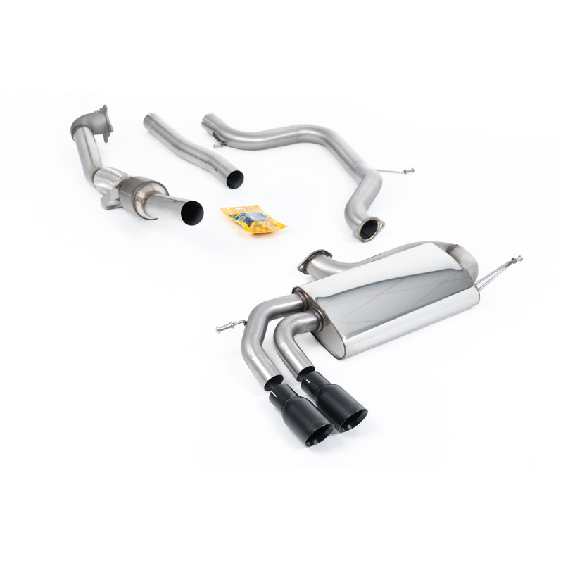 Milltek Race Full Exhaust System Volkswagen Golf Mk5, with HJS High-Flow 200 CPSI Catalytic Converter, Twin GT80 Black Cerakote 