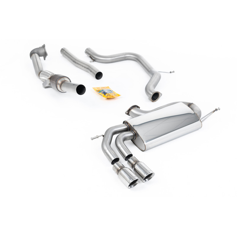 Full Race Milltek Volkswagen Golf Mk5 Exhaust System - with HJS Hi-Flow 200 CPSI Cat - No Resonator - Polished Twin GT80 Tips
