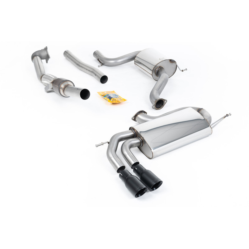 Milltek Race Full Exhaust System Volkswagen Golf Mk5, with HJS High-Flow 200 CPSI Catalytic Converter, Twin GT80 Black Cerakote 