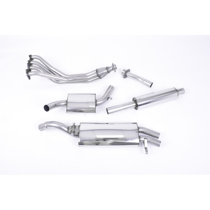 Impianto di scarico completo Milltek Volkswagen Golf Mk2 - con collettore Free-Flow + primario, centrale - terminali Look OE luc