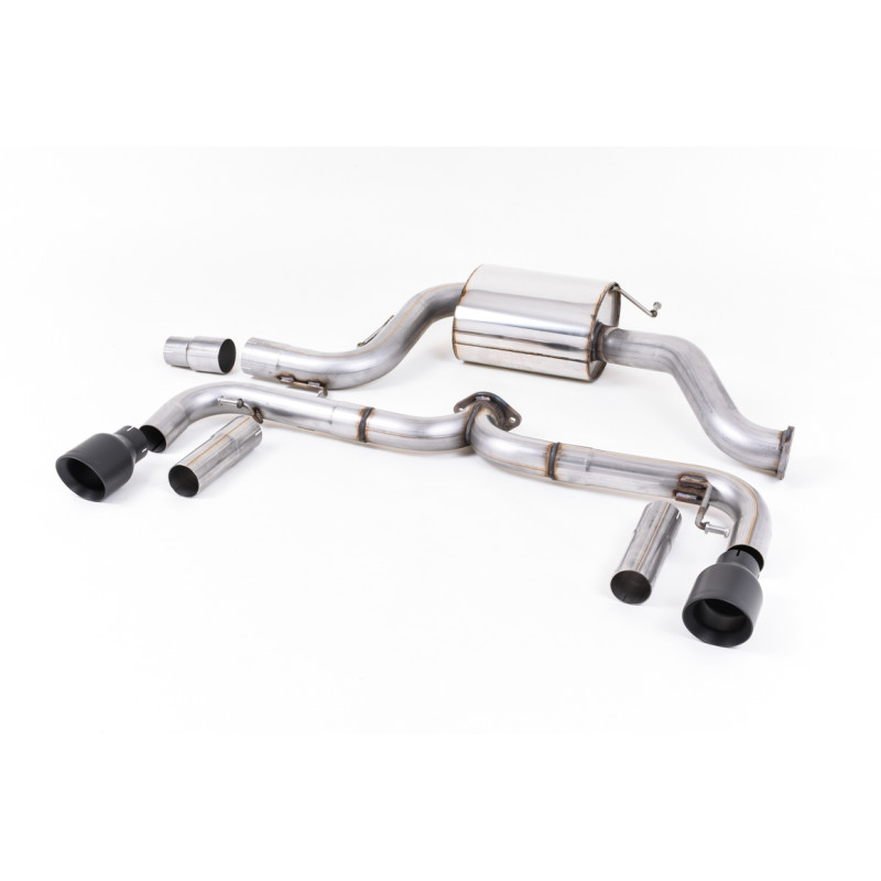 Cat-back Milltek Volkswagen Beetle 2.0 TSI 200 hp 2011-2015 - Resonated with rear muffler bypass - Dual GT100 Black Cerakote tip