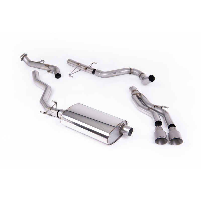 Catback Milltek Toyota Tacoma 2.4 Turbo Hybrid 2024-2025 - sin silenciador primario, resonante - colas Dual GT100 titanio