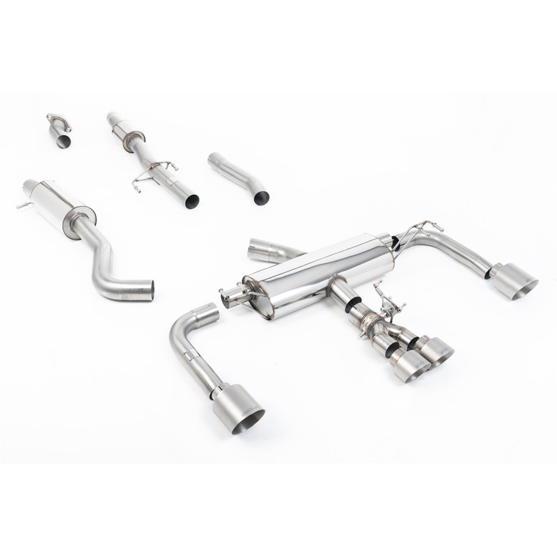 Catback primaire Milltek Toyota Corolla GR 1.6T 2023-2025 - résonné + bypass cata secondaire - sorties Quad GT115 + 100 Titane
