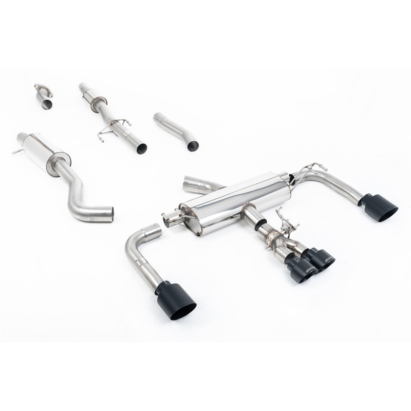 Primäre Cat-Back-Anlage Milltek Toyota Corolla GR 2023-2025 - resonanzgedämpft + Bypass Sekundärkat - Quad-Endrohre GT115 + 100 