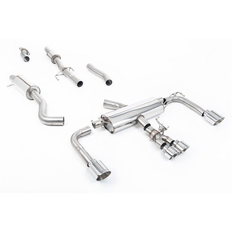 Milltek Primary Cat-Back Toyota Corolla GR 1.6T 2023-2025, With Resonator + Secondary Cat Bypass, Quad GT115 + 100 Polished