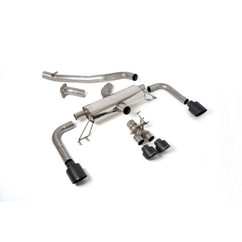 Milltek Cat-Back Exhaust Toyota Corolla GR 1.6T 2023-2025 - Non-Resonated - Quad GT115 + 100 Cerakote Black Tips