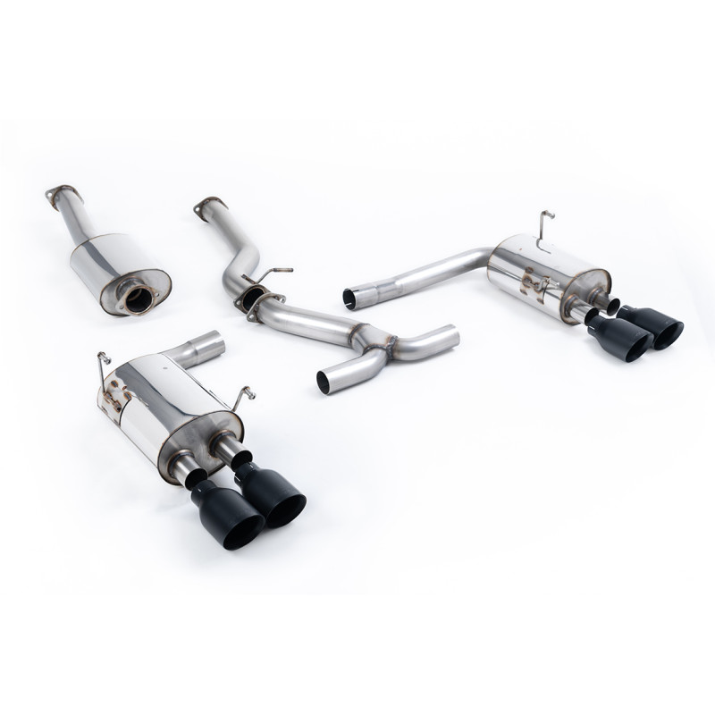 Cat-Back-Anlage Milltek Subaru WRX STI 2.5T 2014-2021 - ECE-zugelassen - mit Vorschalldämpfer - Quad-Endrohre GT100 Cerakote Sch