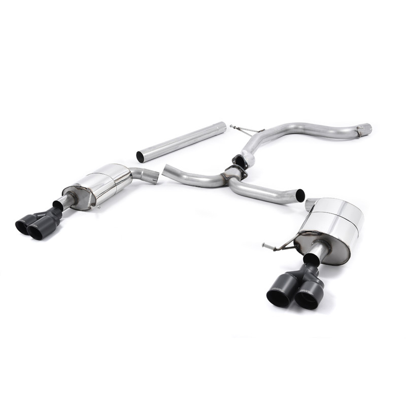 Catback Milltek Seat Leon 5F - Sans silencieux primaire - non résonné et avec silencieux AR - sorties Quad GT80 Cerakote Noir