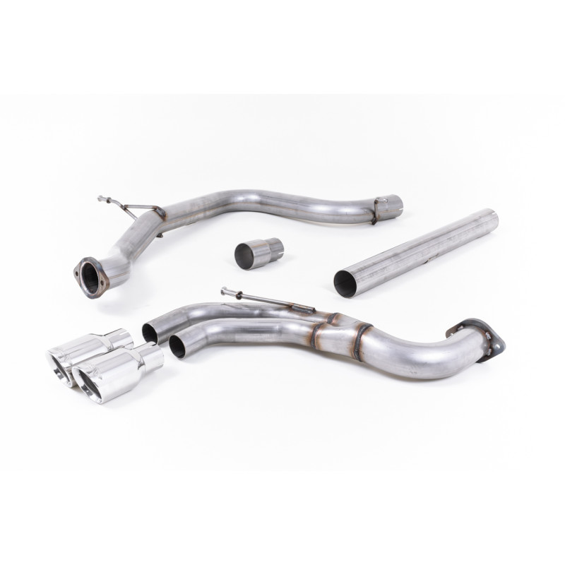 Catback Milltek Seat Leon 5F FR - Sans silencieux primaire et bypass silencieux AR - sorties Twin GT80 Polies - Ø76.2mm