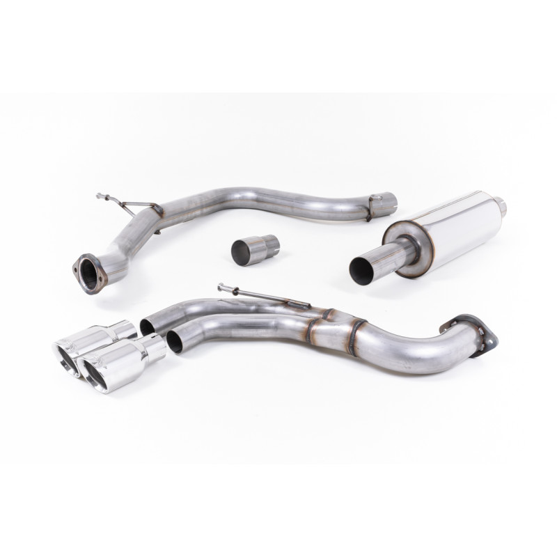 Cat-Back Milltek Seat Leon 5F FR 2.0 TDI 184hp 2013-2020 - ECE - with primary + rear bypass - Twin GT80 Polished Tips - Ø76.2mm