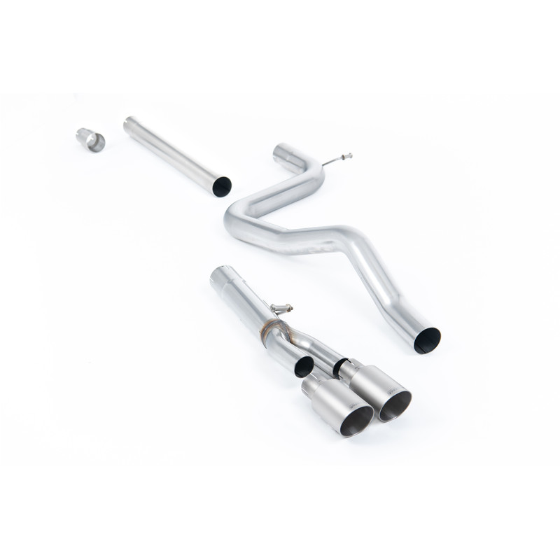 Cat-back Exhaust Milltek Seat Leon 5F FR 2013-2020, No Primary Muffler and Rear Muffler Bypass, Twin GT80 Titanium Outlets, Ø70m
