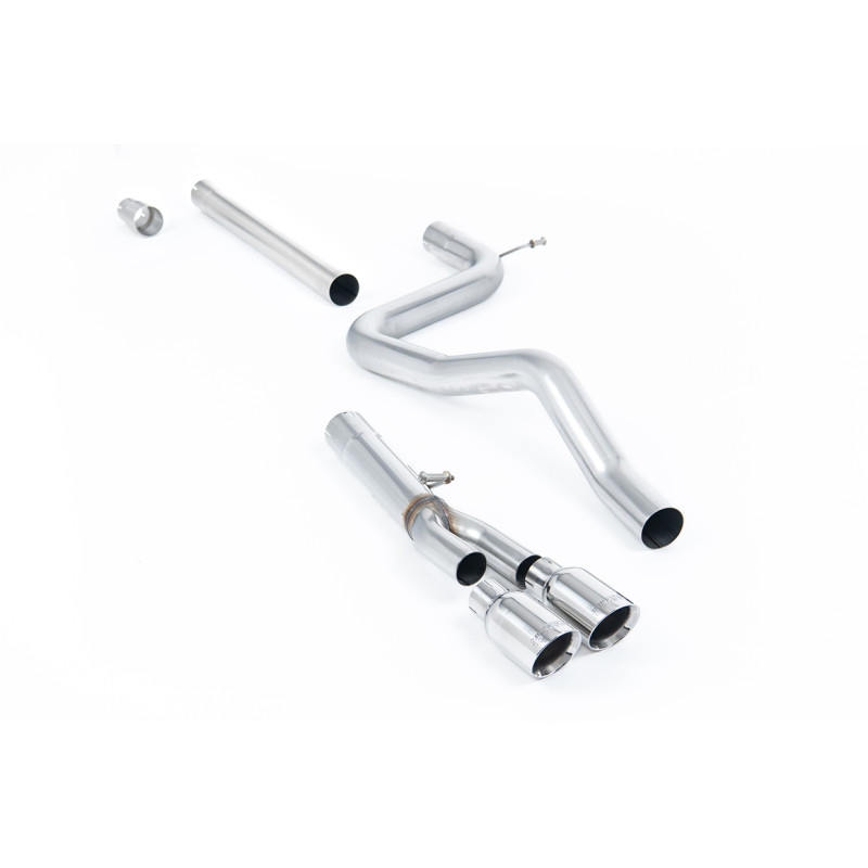 Cat-back Milltek Seat Leon 5F FR 2013-2020 - No primary muffler and rear muffler bypass - Twin GT80 polished tips - Ø70mm