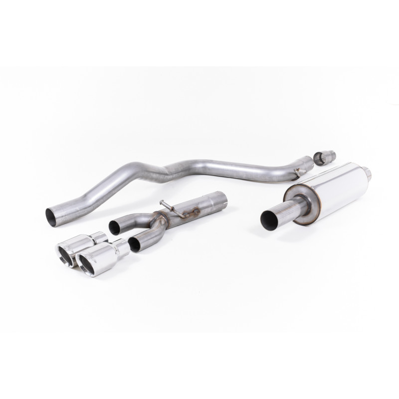 Cat-back Milltek Seat Leon 5F FR 2.0 TDI 150 hp 2013-2020 - ECE - with primary muffler + rear bypass - Twin GT80 polished tips -