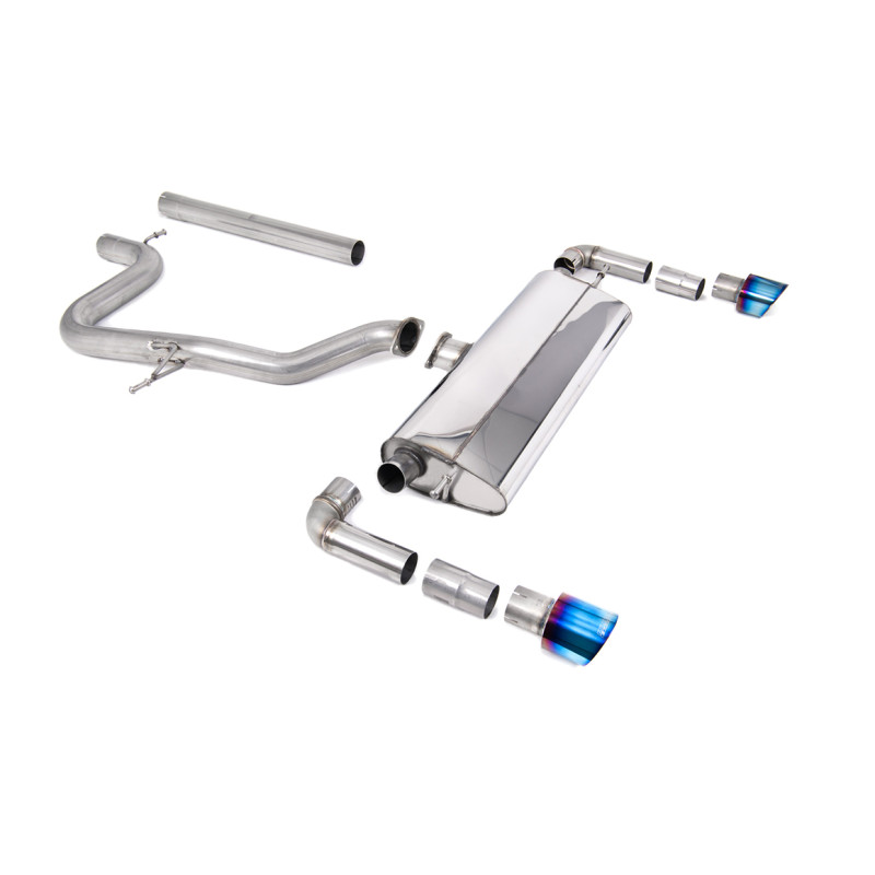 Scarico cat-back Milltek Seat Leon 5F Cupra R 2.0 TSI 310 CV 2018-2020 - non risonato - uscita Dual GT100 Titanio blu