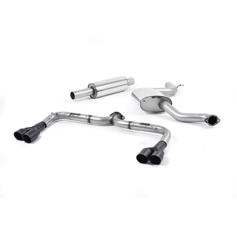 Milltek Cat-Back Seat Leon 5F Cupra - With Primary Muffler - Resonated, No Rear Muffler - Quad GT80 Cerakote Black Tips